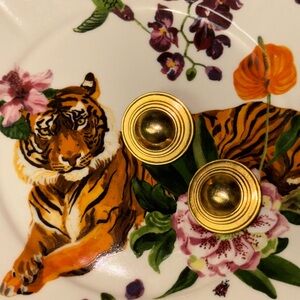 Matte Robin Kahn Gold Flying Saucer Clip On Earrings